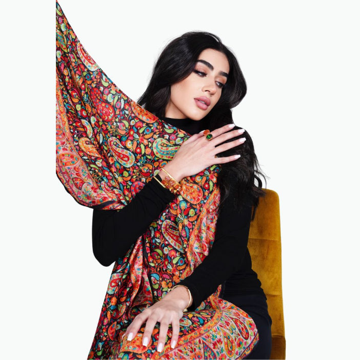 Kashmir - Silky Black Shawl