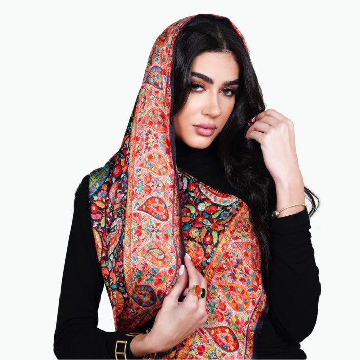 Kashmir - Silky Black Shawl