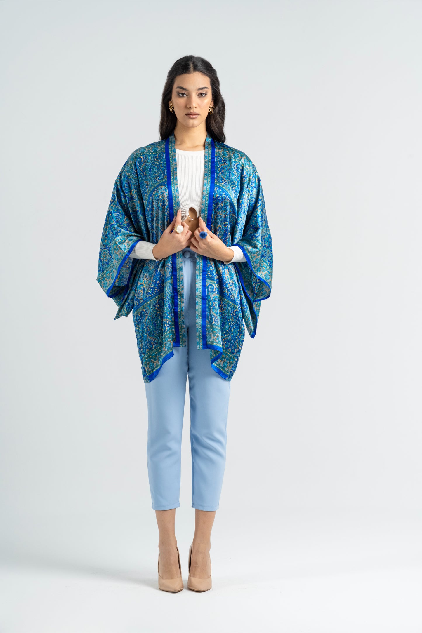 Samarkand - Short Silky Blue Kimono