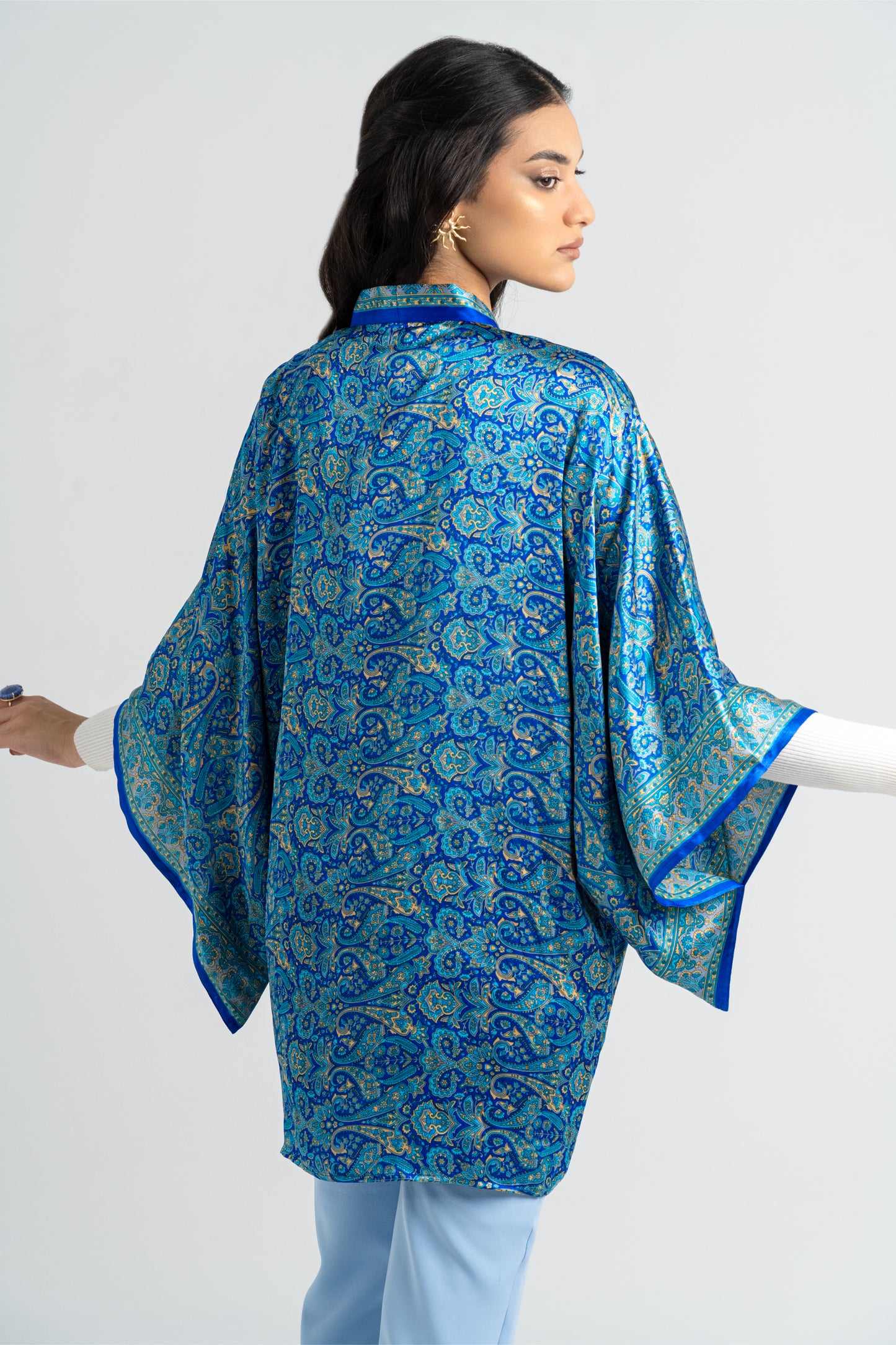 Samarkand - Short Silky Blue Kimono