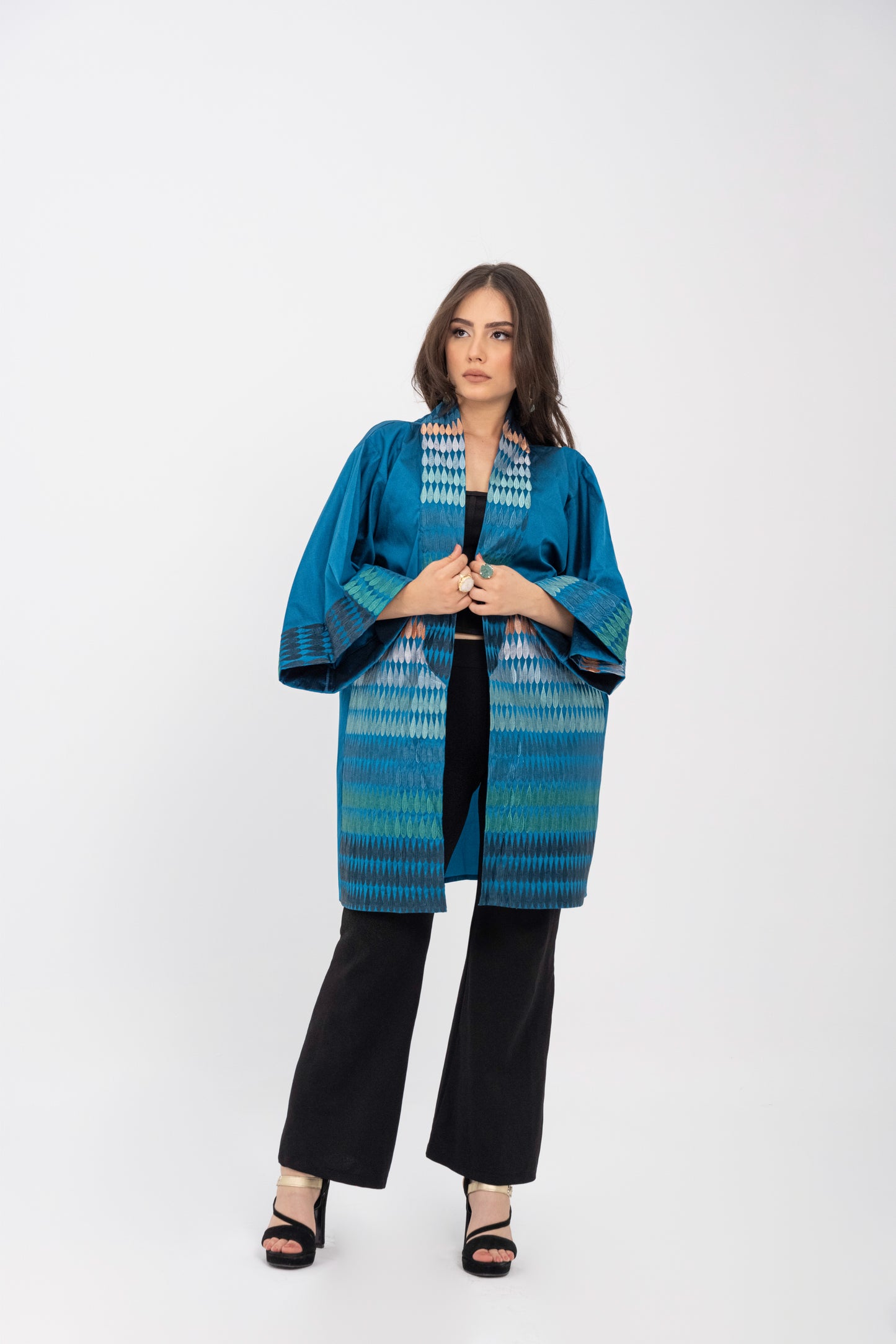 MIRAGE - Blue Short Embroidered Cardigan