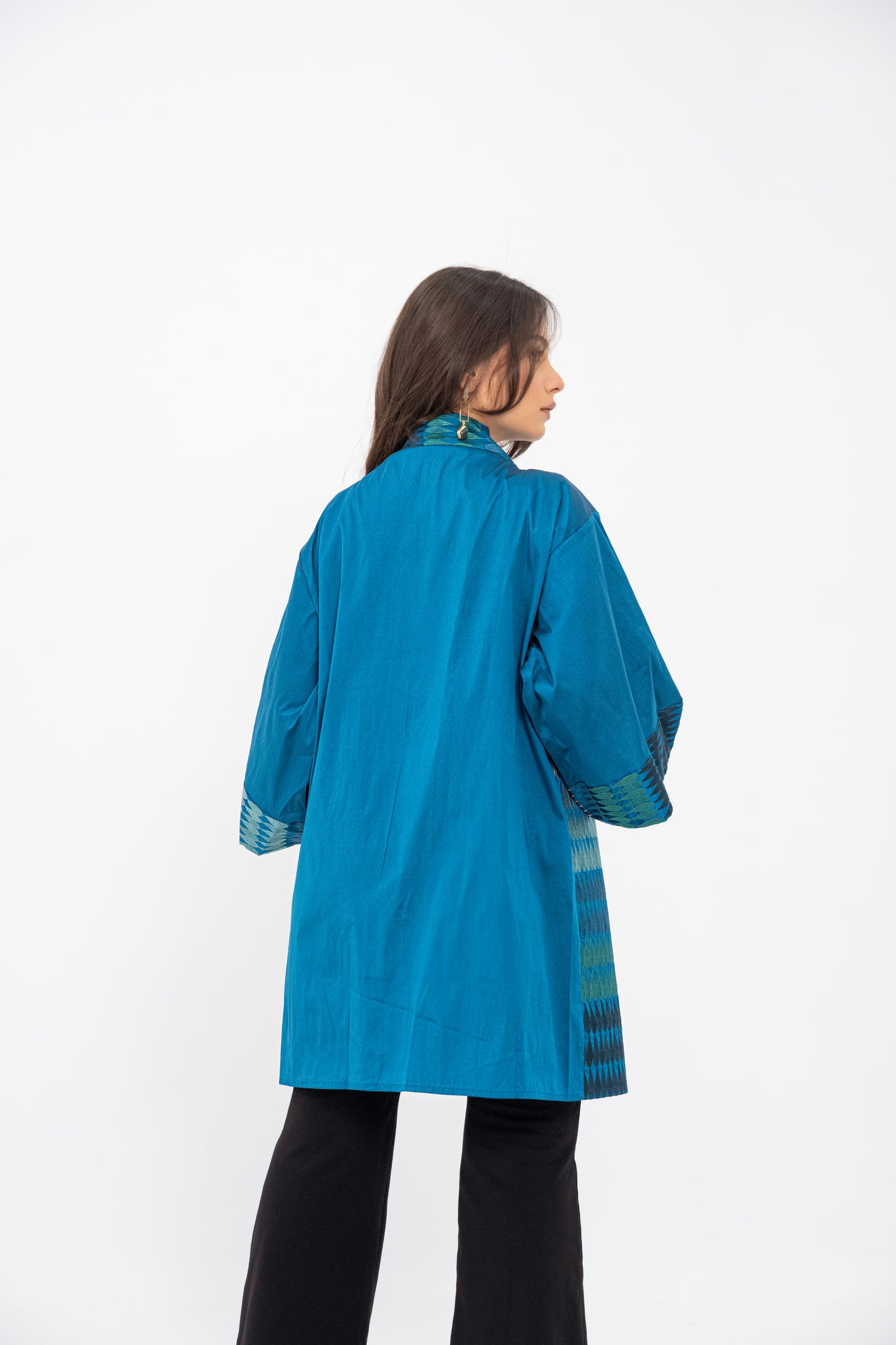 MIRAGE - Blue Short Embroidered Cardigan