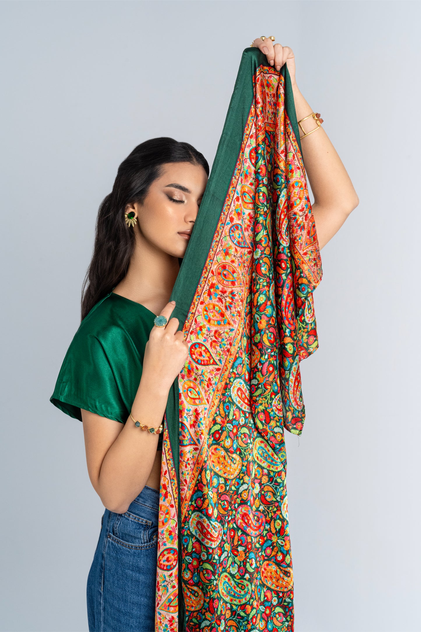 Kashmir - Silky Green Shawl