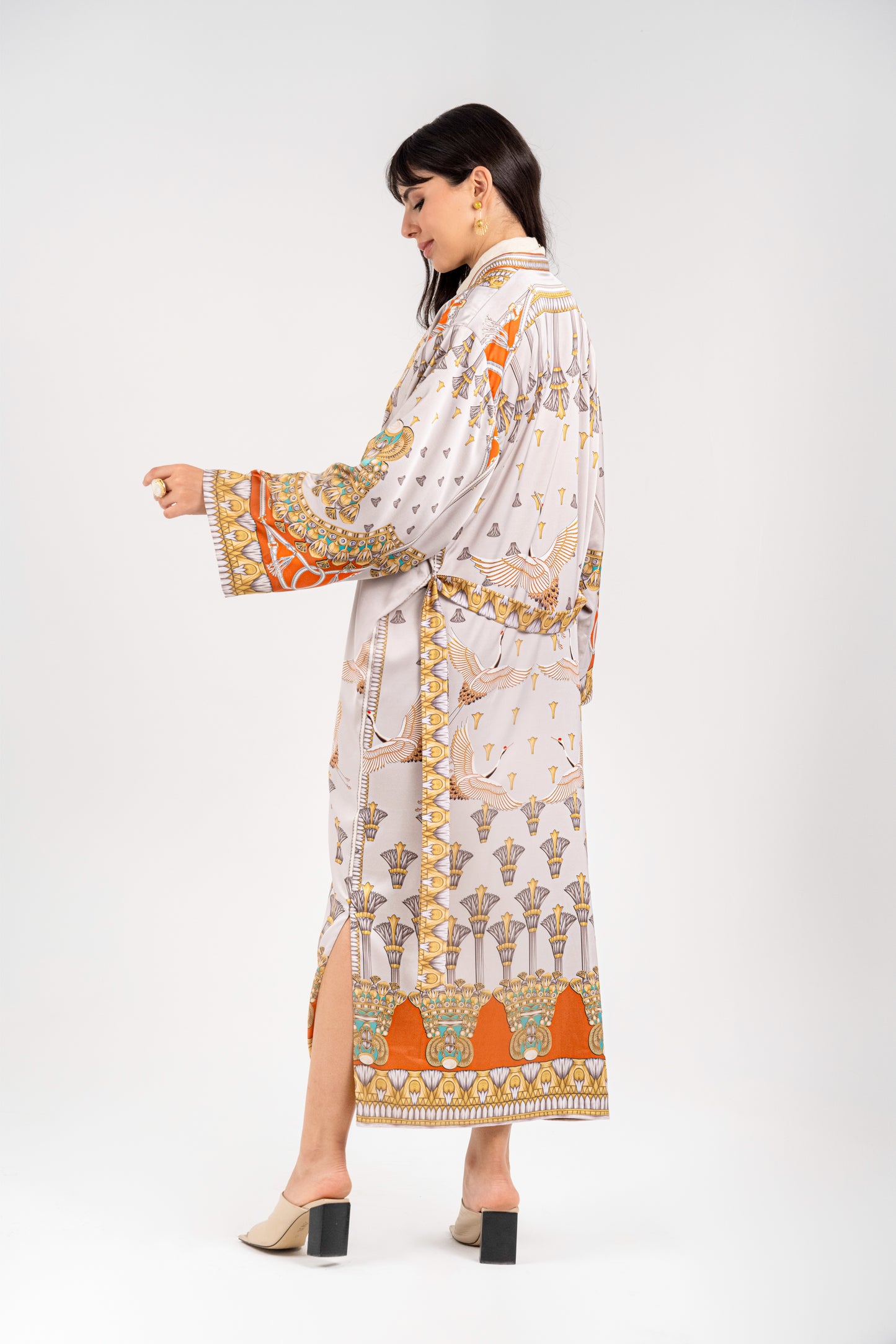 Philae - Long Silky Orange Kimono