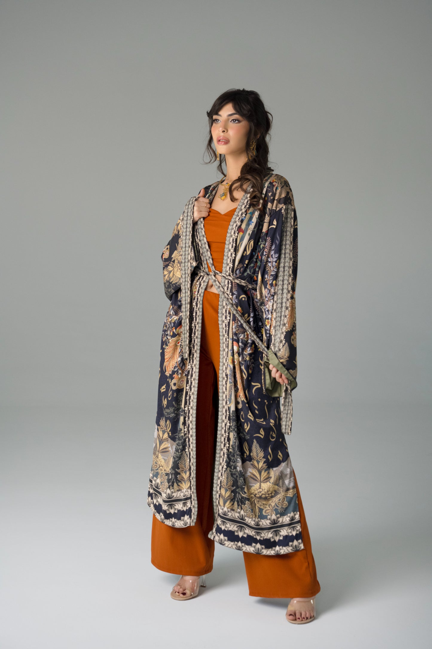 Isfahan - Long Silky Blue Kimono