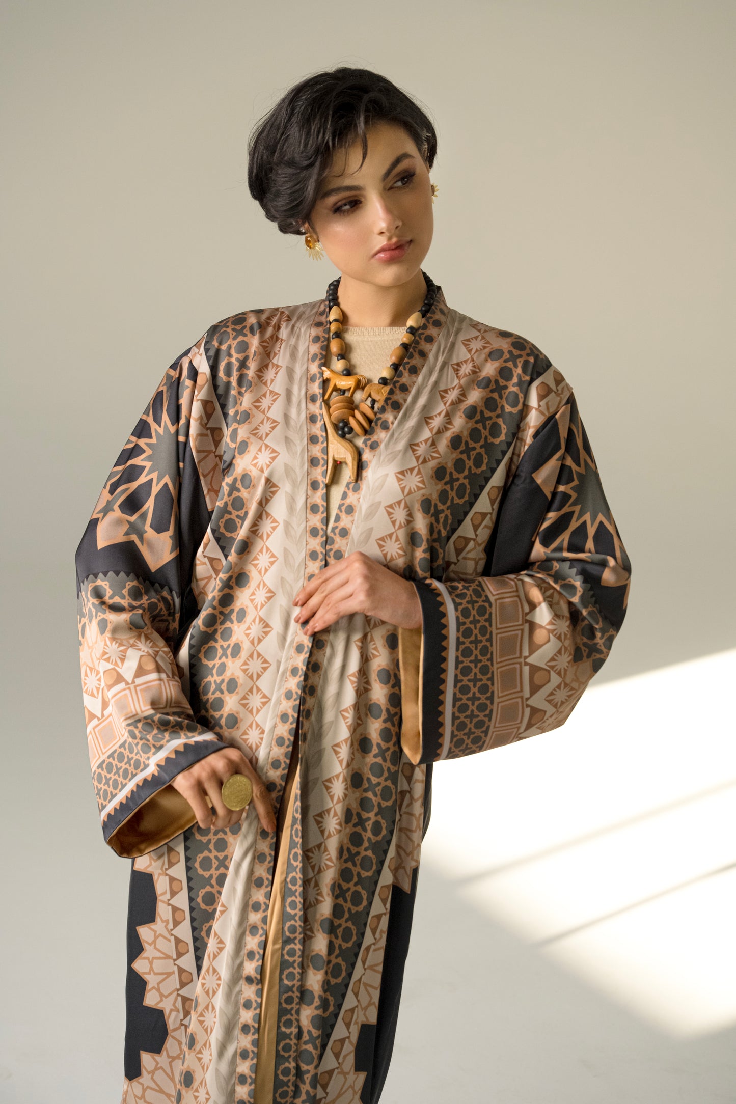 Medina - Long Silky Black Kimono