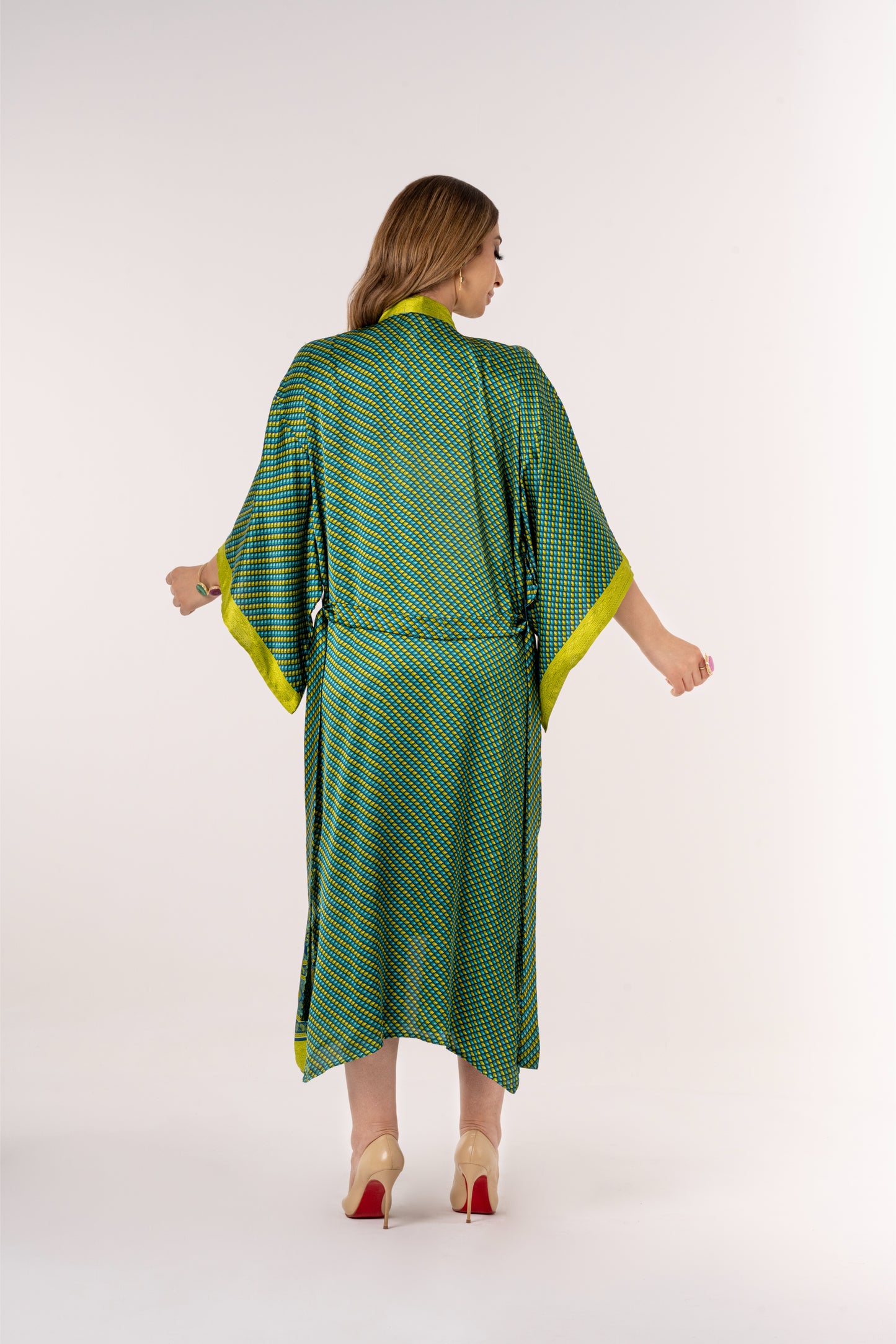 Khiva - Long Silky Green Kimono