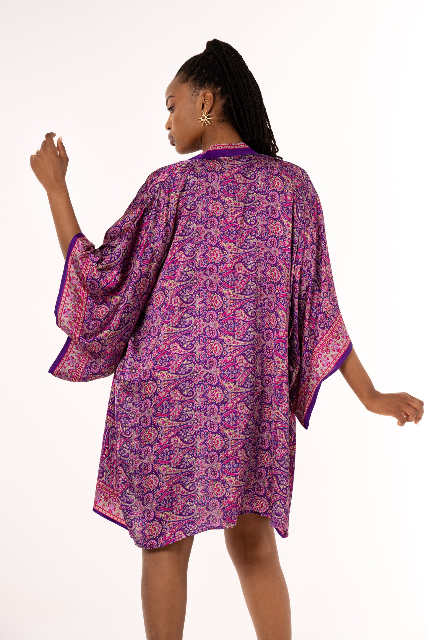 Samarkand - Short Silky Purple Kimono