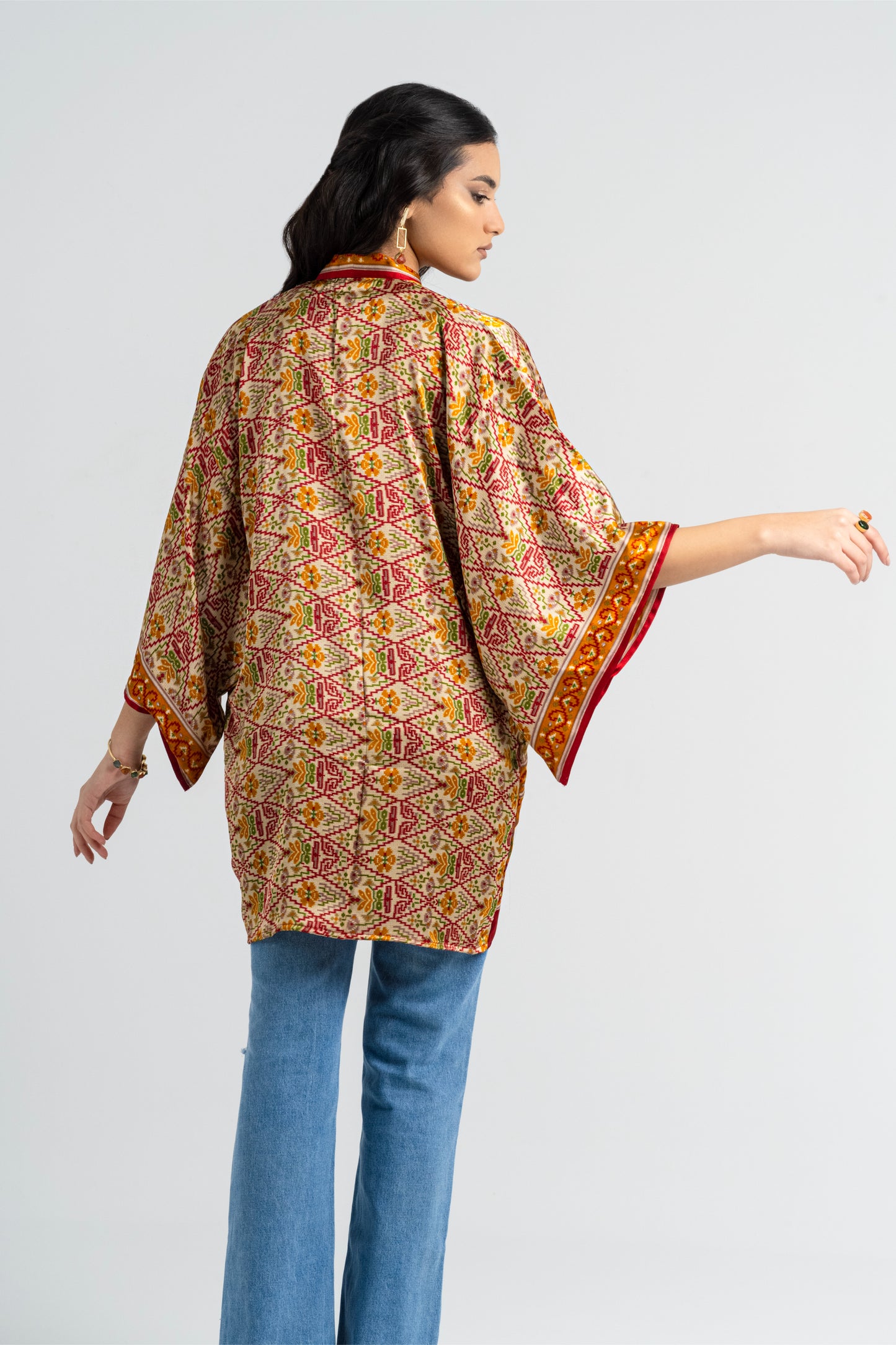 Taraz - Short Silky Orange Kimono