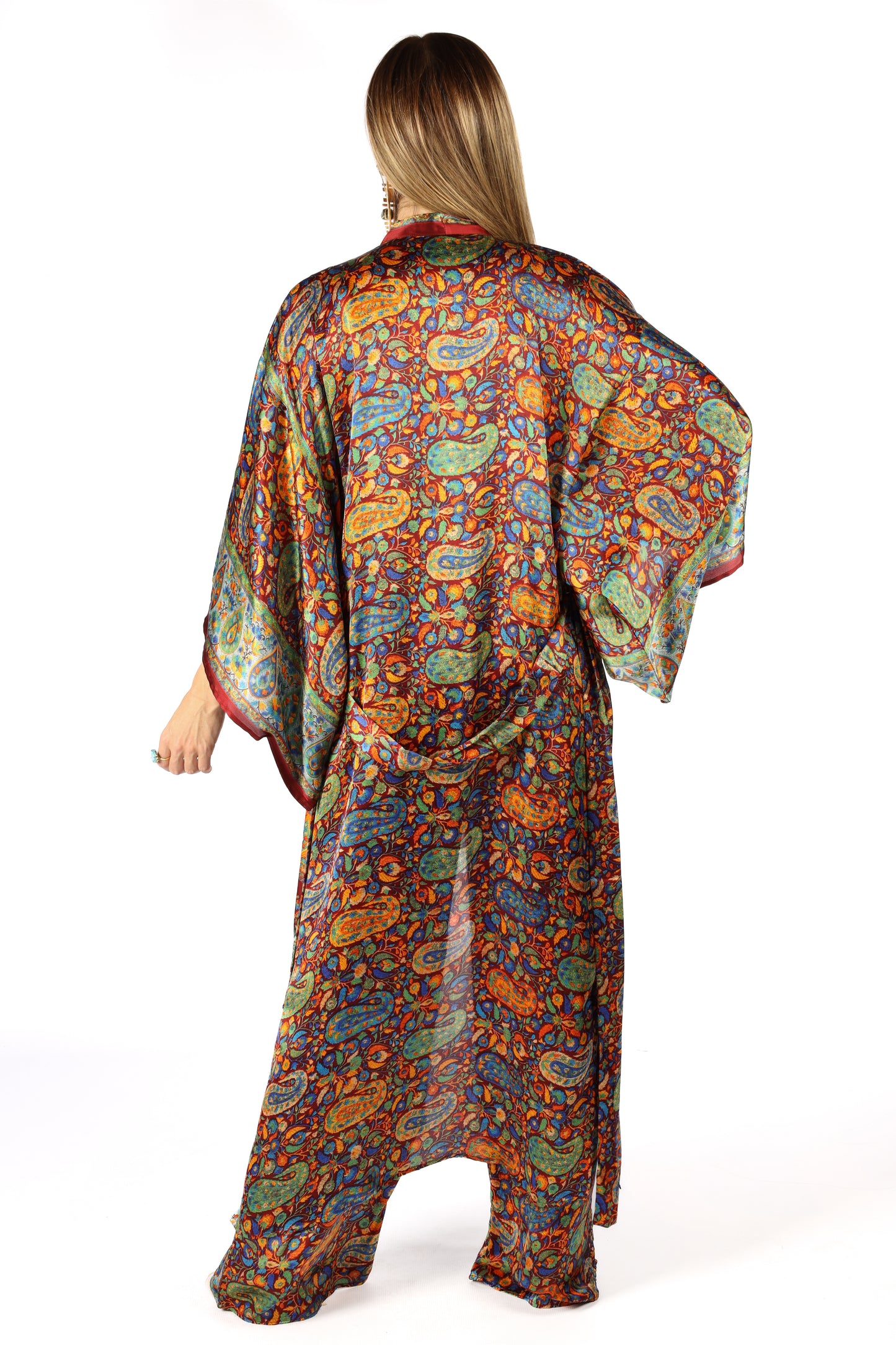 Kashmir - Long Silky Blue Kimono