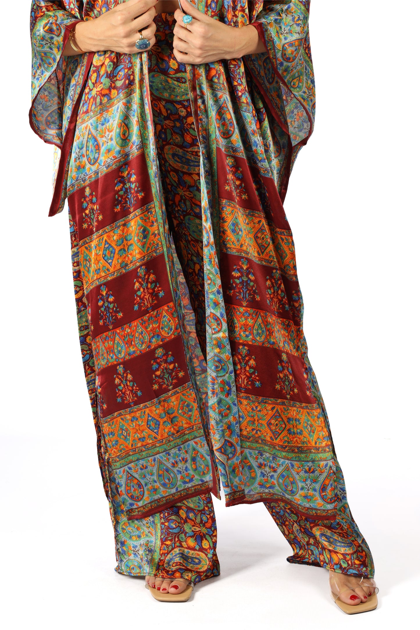 Kashmir - Long Silky Blue Kimono