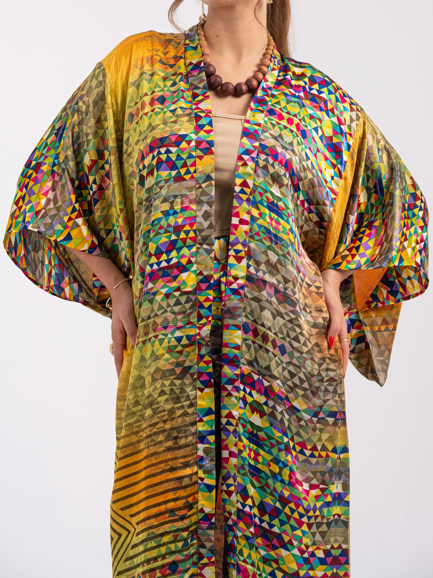 Barcelona - Long Silky Yellow Kimono