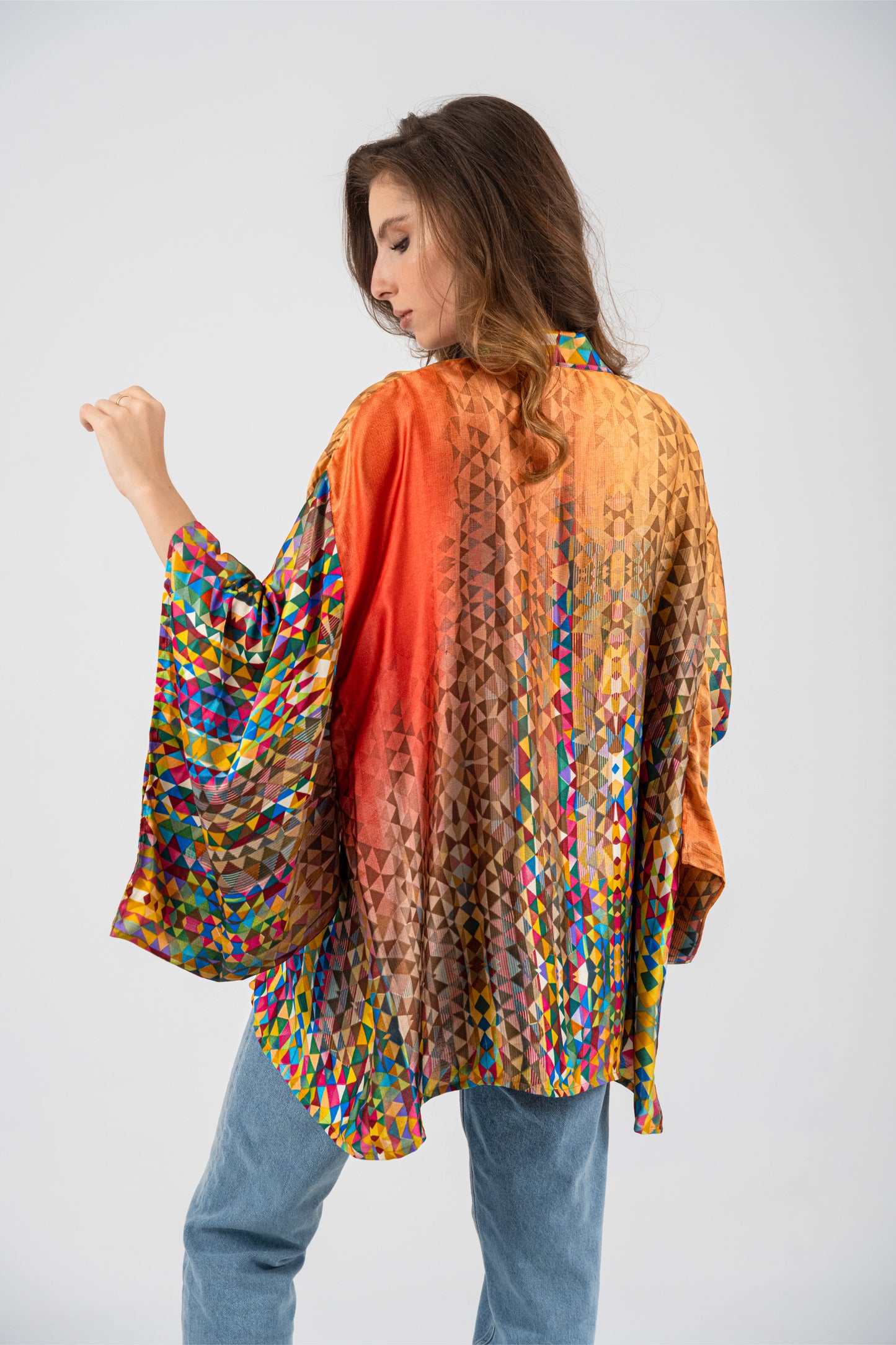 Barcelona - Super Short Silky Orange Kimono