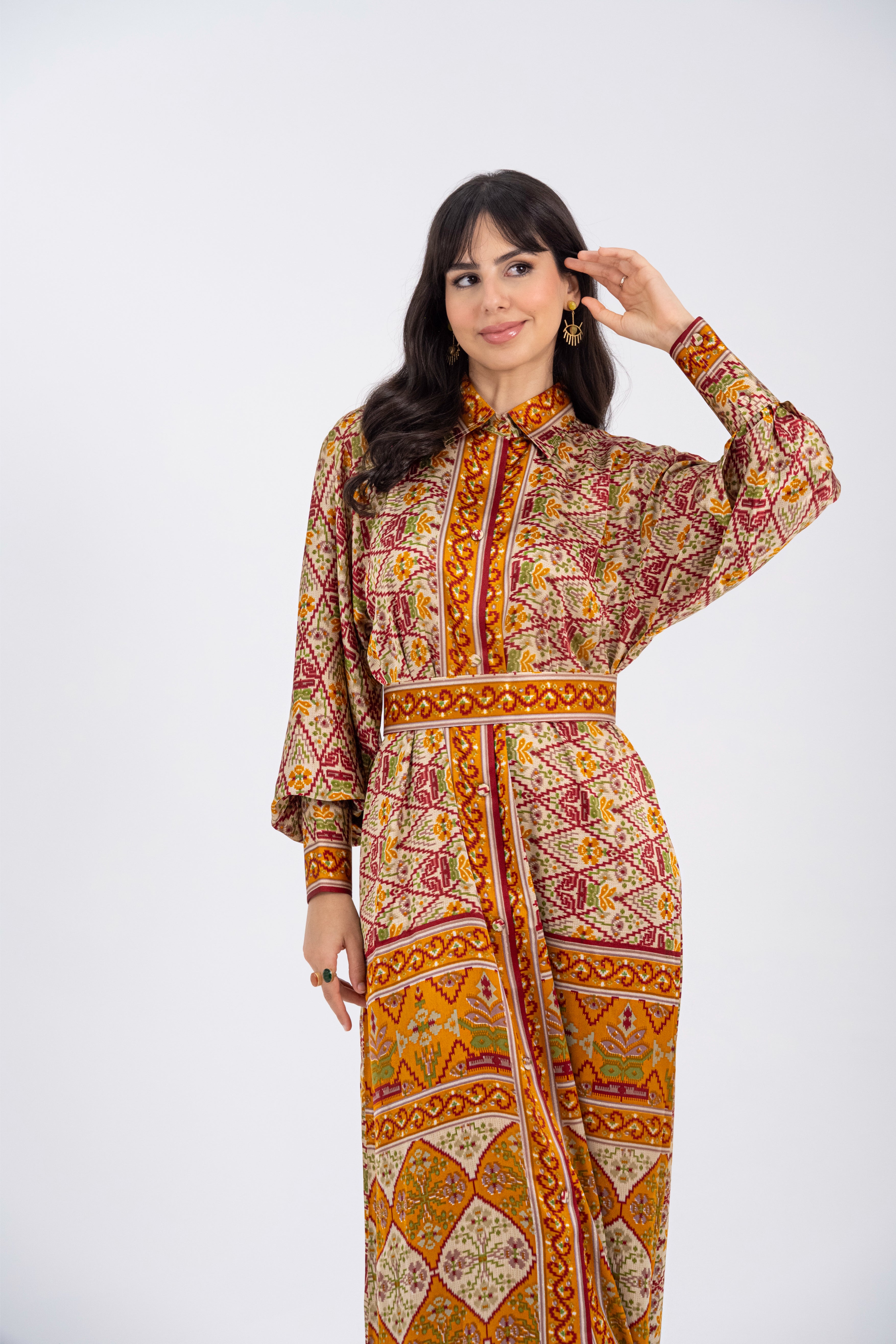 orange modest dress Taraz