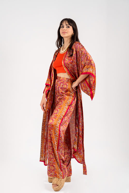 Samarkand - Long Silky Pink Kimono