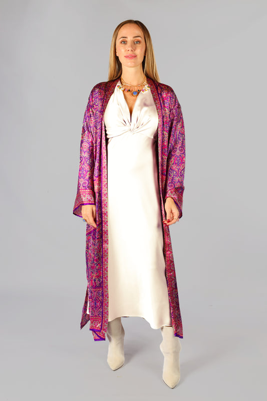 Samarkand - Long Silky Purple Kimono